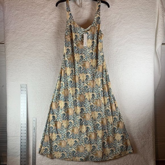 Anthropologie Drew Women's Blue Floral Sleeveless Midi Swing Dress Sz M NWT 8943